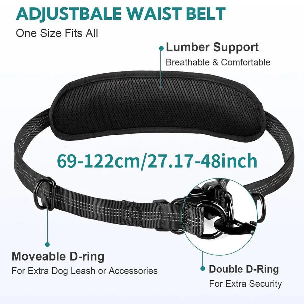 Pipidodo Hands-Free Dog Leash with Waist Bag and Cushioned Pad – Ideal for Running, Walking, and Active Lifestyles, Featuring Shock Absorption for One or Two Dogs