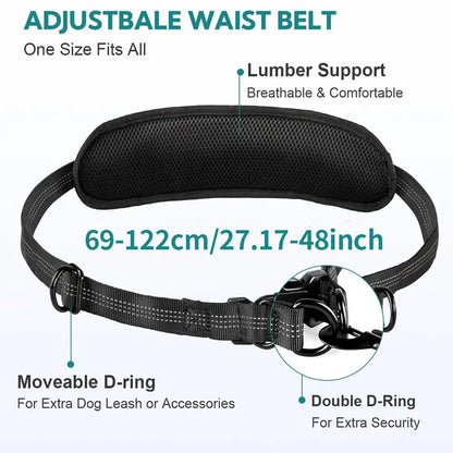 Pipidodo Hands-Free Dog Leash with Waist Bag and Cushioned Pad – Ideal for Running, Walking, and Active Lifestyles, Featuring Shock Absorption for One or Two Dogs