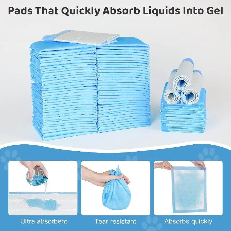 Disposable Training Pads for Pets - 100 Count Waterproof Super Absorbent 13” x 18” Pee Pads for Dogs, Cats, Rabbits, and Guinea Pigs with Odour Locking Technology