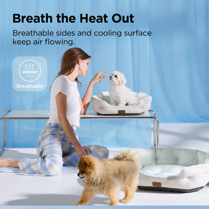 Bedsure Cooling Dog Beds for Small Dogs – Q-MAX>0.4 Round Cat Beds for Indoor Use, Washable Pet Bed for Puppies and Kittens with Slip-Resistant Bottom