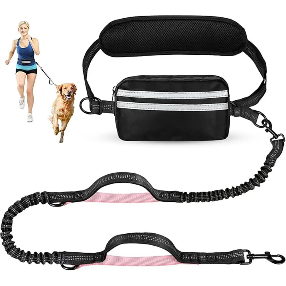 Pipidodo Hands-Free Dog Leash with Waist Bag and Cushioned Pad – Ideal for Running, Walking, and Active Lifestyles, Featuring Shock Absorption for One or Two Dogs
