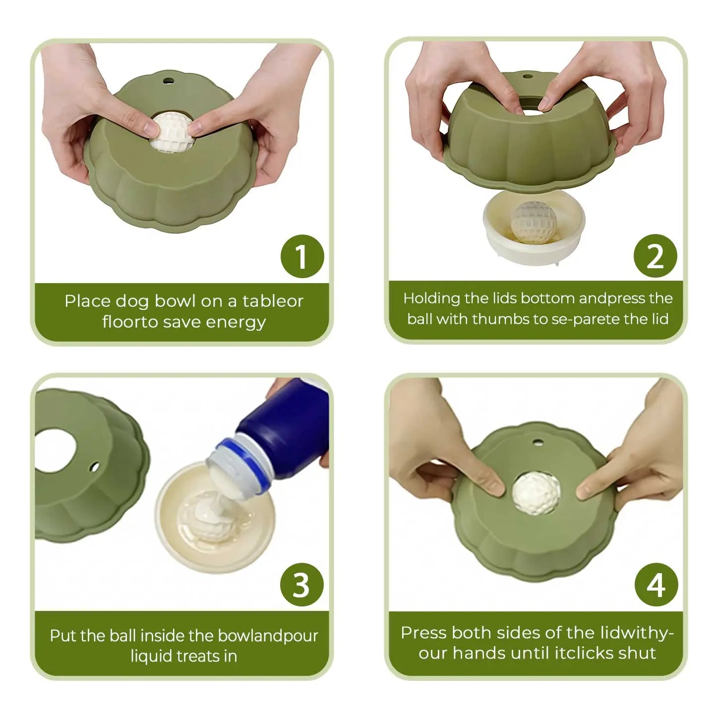 BOMUU Liquid Slow Feeder Dog Bowl with 360° Rotating Ball for Bone Broth and Yogurt, Engineered to Promote Slower Eating and Enhance Digestion, Compatible with All Dog Breeds
