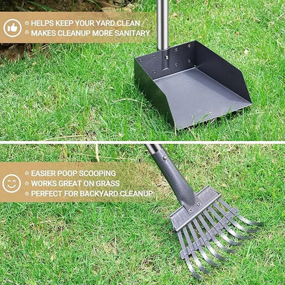 Dog Pooper Scooper Set with Extra Large 9"X9.5" Tray & 38" Adjustable Handle for Large Dogs, Rust-Proof Metal & Aluminum Pet Waste Removal Tool Tiktokshopspringglowup
