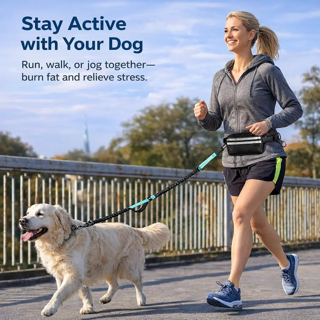 Pipidodo Hands-Free Dog Leash with Waist Bag and Cushioned Pad – Ideal for Running, Walking, and Active Lifestyles, Featuring Shock Absorption for One or Two Dogs