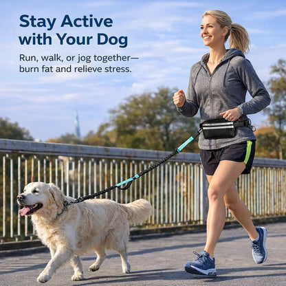 Pipidodo Hands-Free Dog Leash with Waist Bag and Cushioned Pad – Ideal for Running, Walking, and Active Lifestyles, Featuring Shock Absorption for One or Two Dogs
