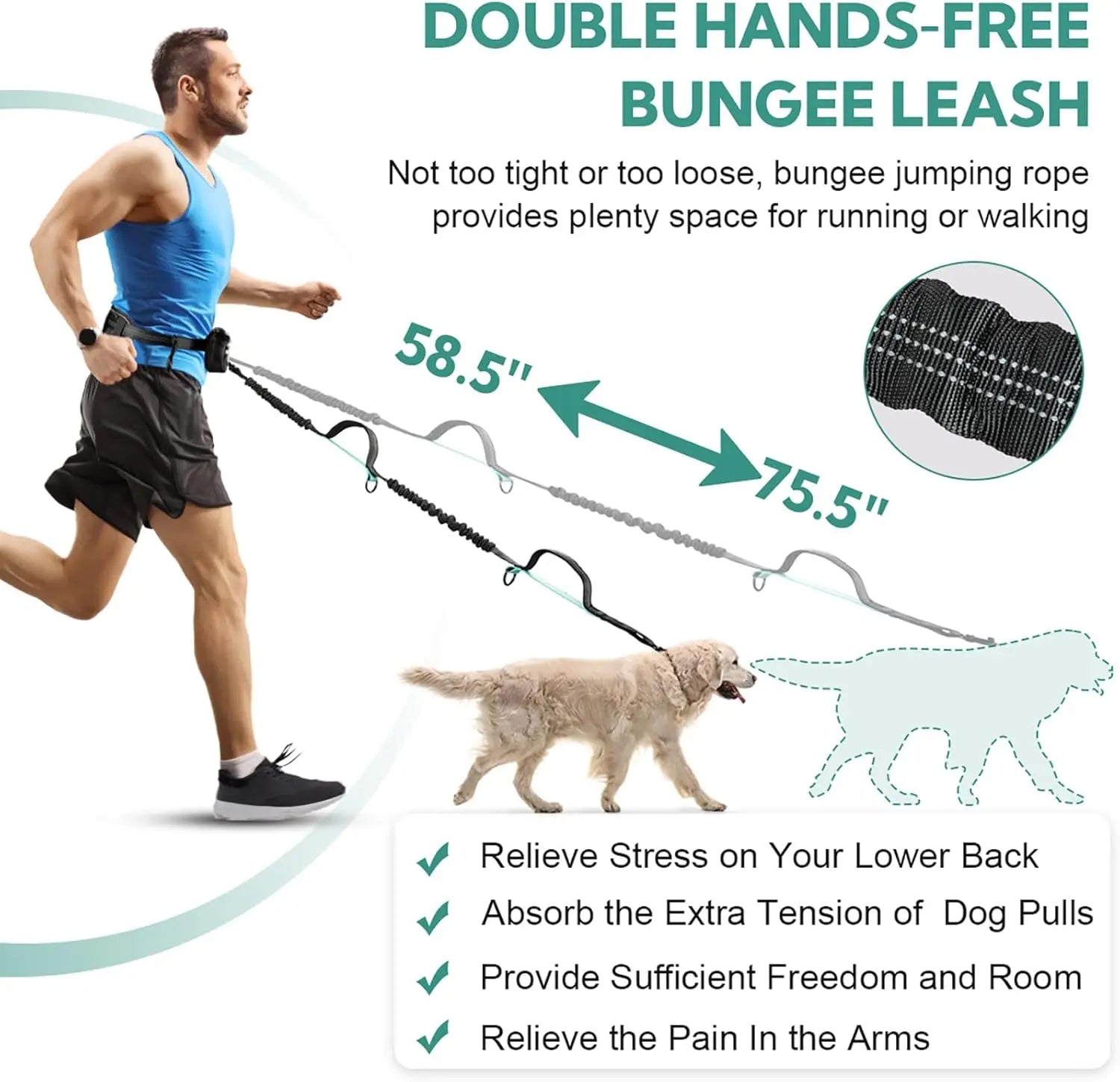 Pipidodo Hands-Free Dog Leash with Waist Bag and Cushioned Pad – Ideal for Running, Walking, and Active Lifestyles, Featuring Shock Absorption for One or Two Dogs