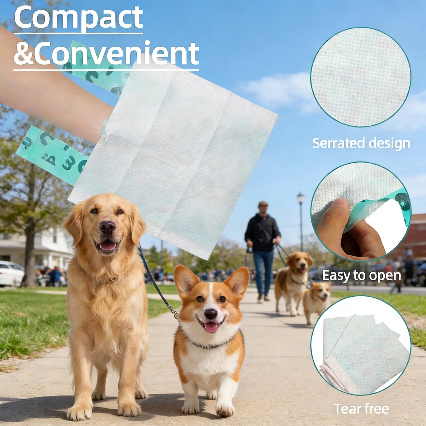 Premium Double-Layer Dog Waste Bags with Integrated Paper Towels, Value Pack of 50, Durable and Eco-Friendly Leak-Proof Solution for Pet Waste Management During Walks, Travel, and Home Use