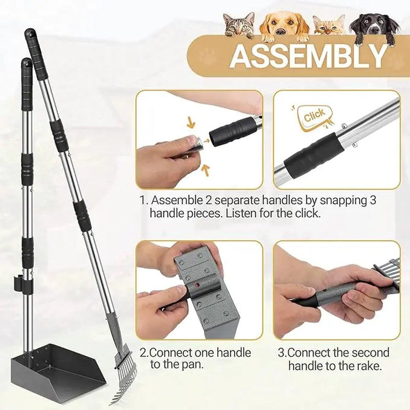 Dog Pooper Scooper Set with Extra Large 9"X9.5" Tray & 38" Adjustable Handle for Large Dogs, Rust-Proof Metal & Aluminum Pet Waste Removal Tool Tiktokshopspringglowup