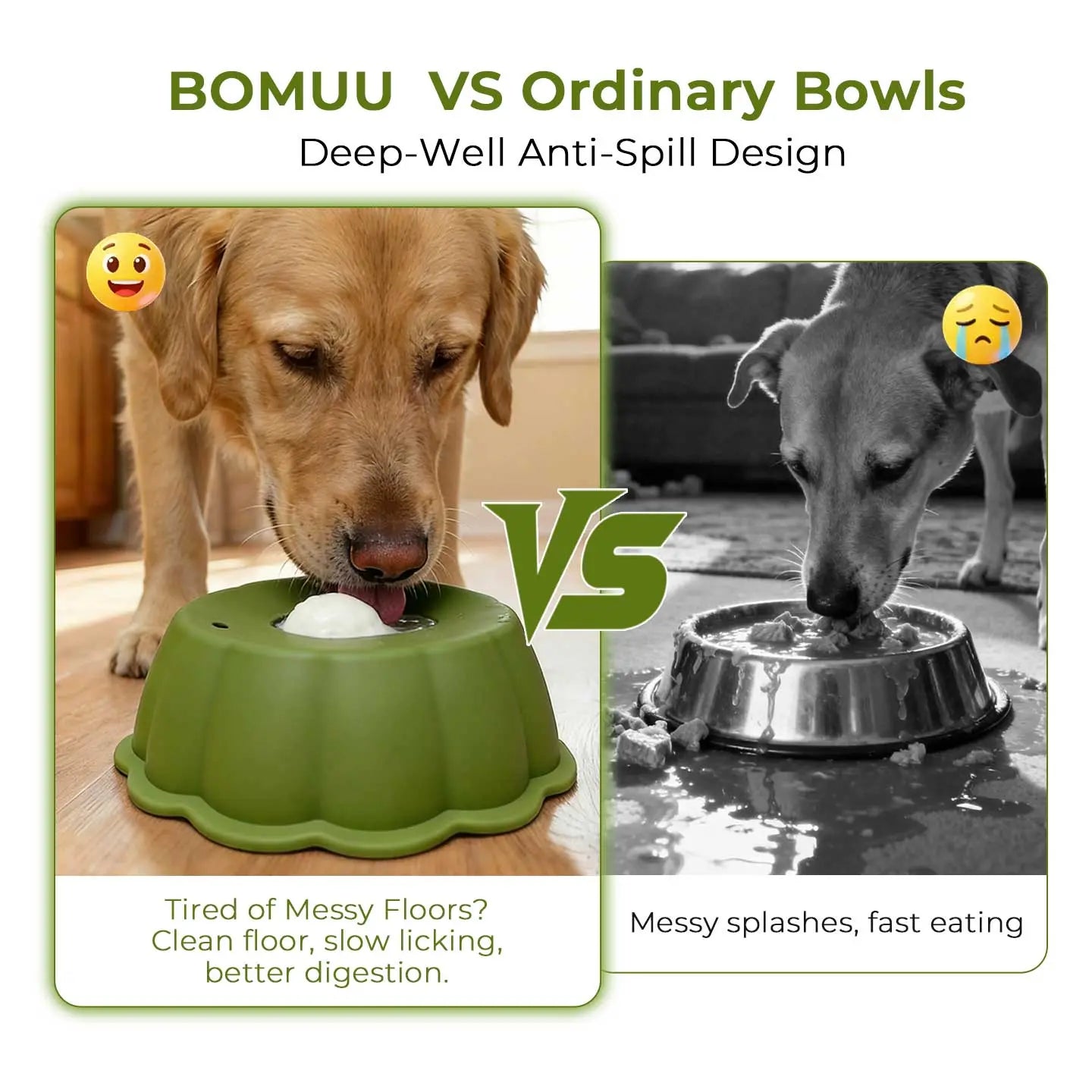 BOMUU Liquid Slow Feeder Dog Bowl with 360° Rotating Ball for Bone Broth and Yogurt, Engineered to Promote Slower Eating and Enhance Digestion, Compatible with All Dog Breeds