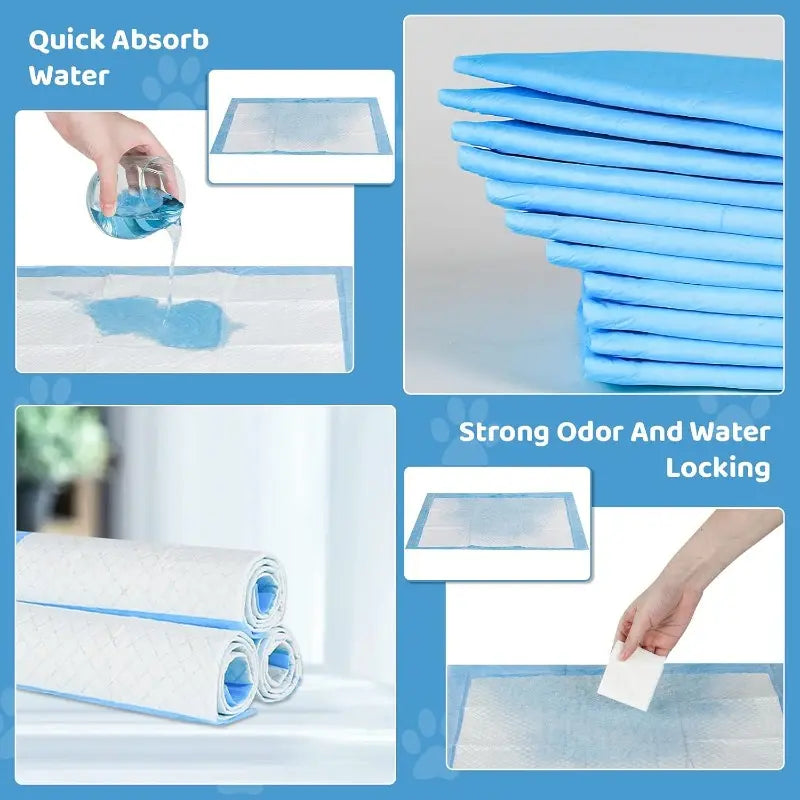 Disposable Training Pads for Pets - 100 Count Waterproof Super Absorbent 13” x 18” Pee Pads for Dogs, Cats, Rabbits, and Guinea Pigs with Odour Locking Technology