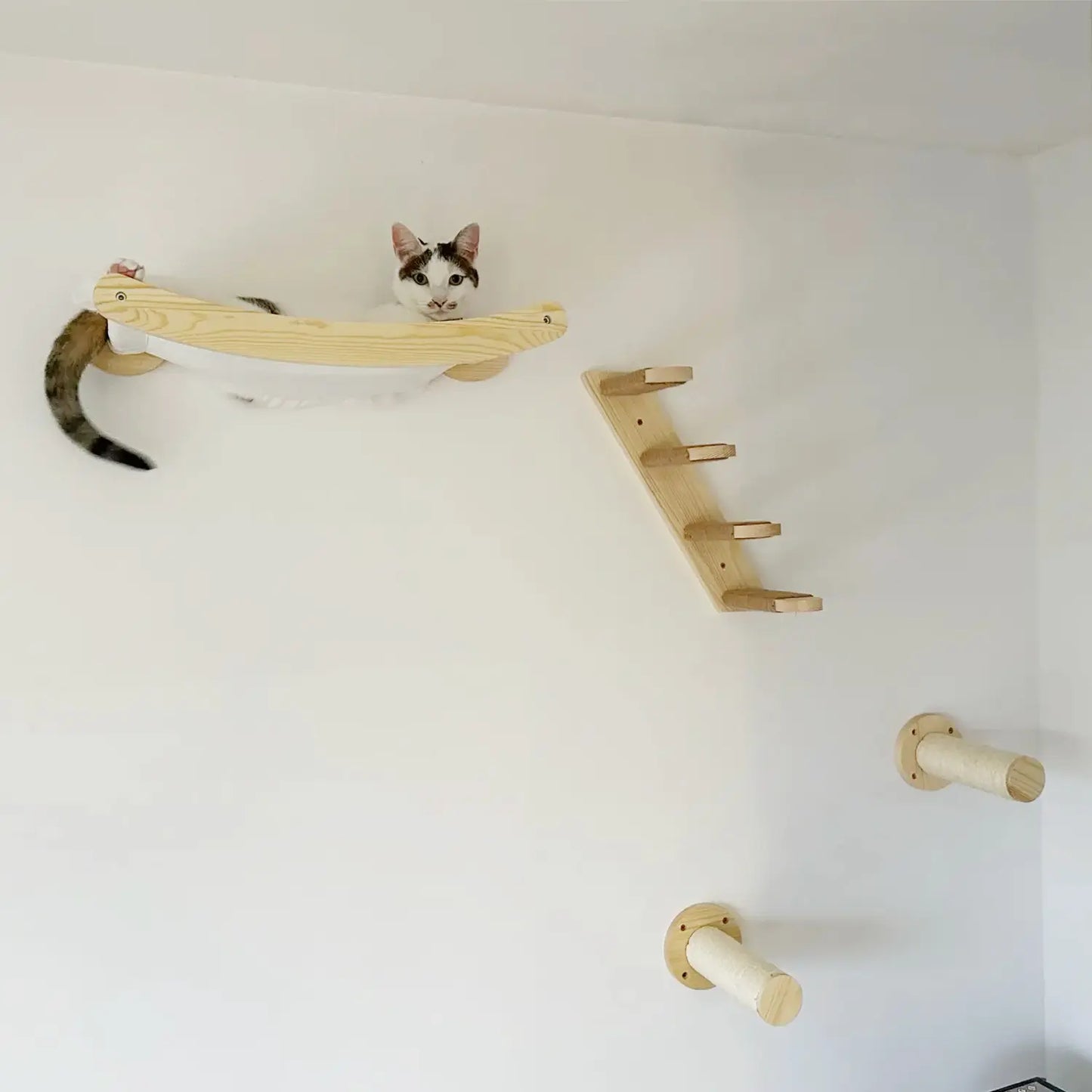3-Piece Wall-Mounted Cat Climbing Set Cat Tree &Cat Hammock &Cat Ladder Cat Wall Mounted Furniture for Sleeping Playing Rest Kitten Home