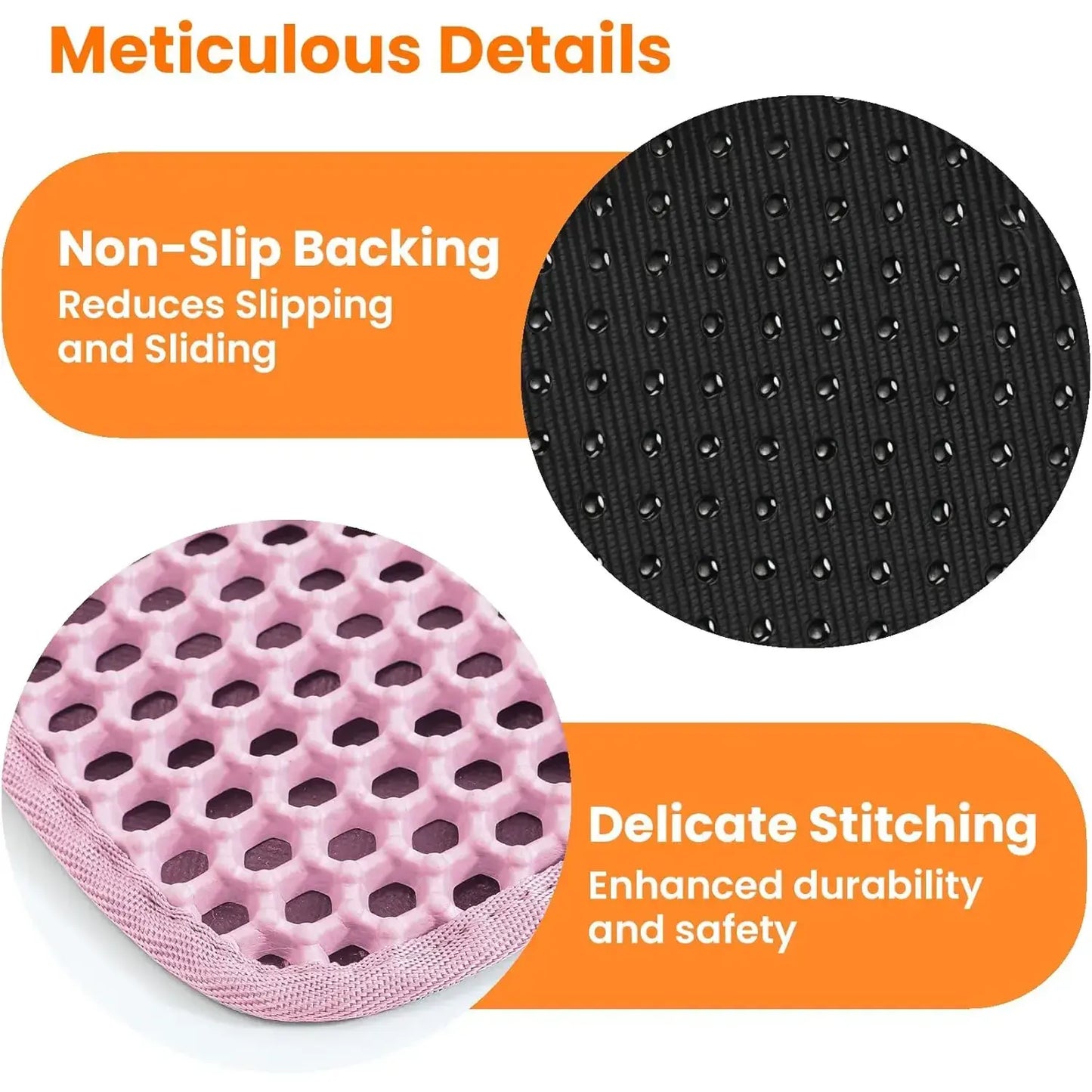 Large Double Layer Honeycomb Cat Litter Trapping Mat, 47x27 Inches, Non-Slip Waterproof and Urine-Proof Design, Ideal for Cat Litter Boxes, Pink