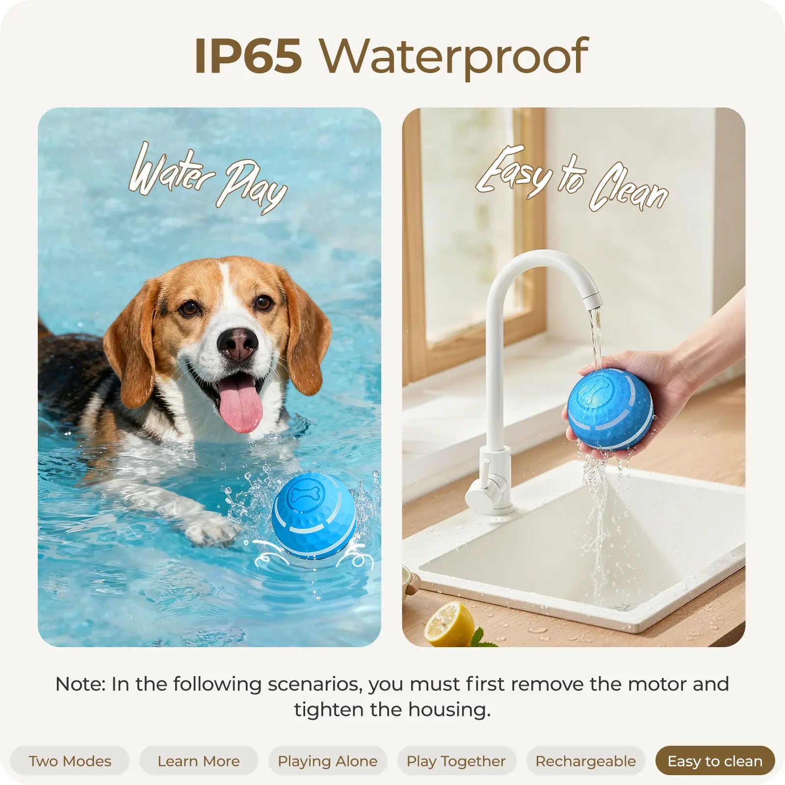 Apasiri Vibrating Dog Ball Toy - Automatic Moving Ball for Small, Medium, and Large Dogs, USB Rechargeable, Suitable for Cats and Dogs (Sizes: 3.15 inches for Medium Dogs / 3.74 inches for Large Dogs)
