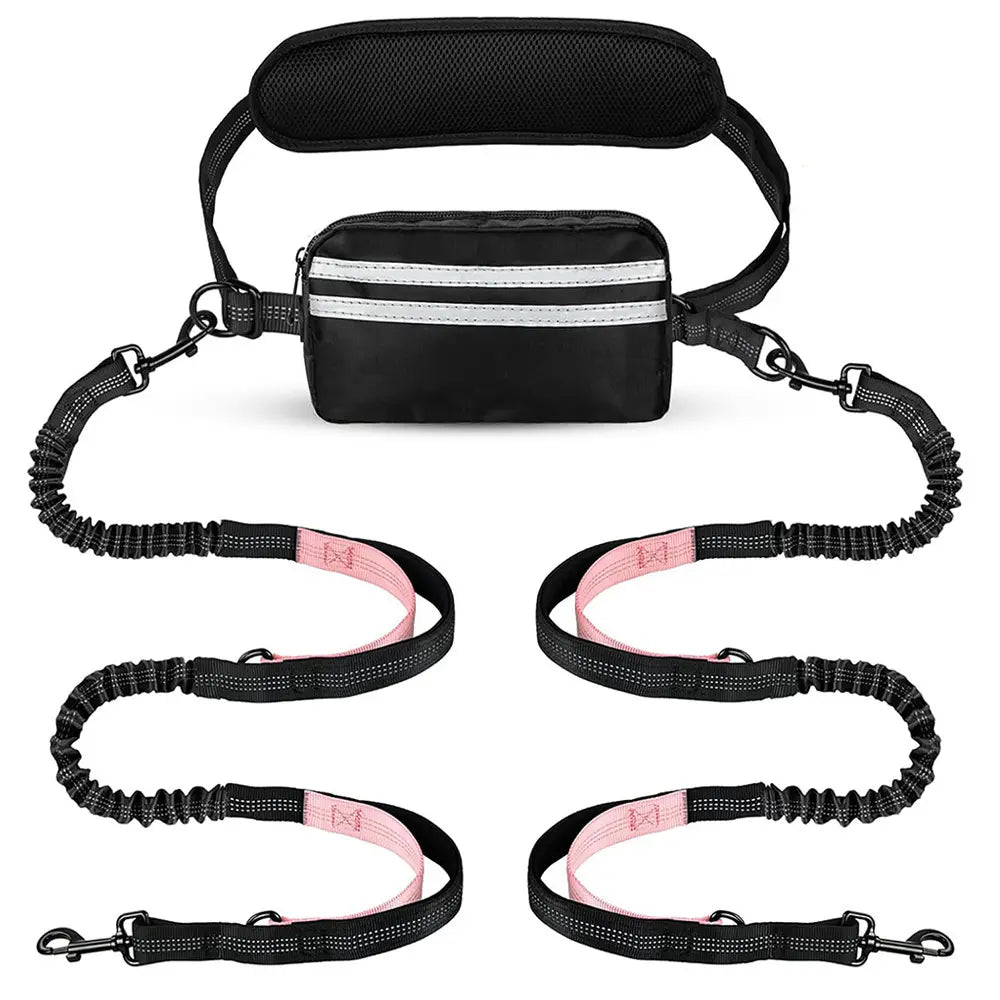 Pipidodo Hands-Free Dog Leash with Waist Bag and Cushioned Pad – Ideal for Running, Walking, and Active Lifestyles, Featuring Shock Absorption for One or Two Dogs