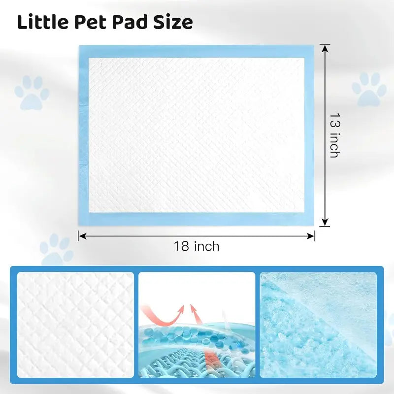 Disposable Training Pads for Pets - 100 Count Waterproof Super Absorbent 13” x 18” Pee Pads for Dogs, Cats, Rabbits, and Guinea Pigs with Odour Locking Technology