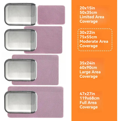Large Double Layer Honeycomb Cat Litter Trapping Mat, 47x27 Inches, Non-Slip Waterproof and Urine-Proof Design, Ideal for Cat Litter Boxes, Pink