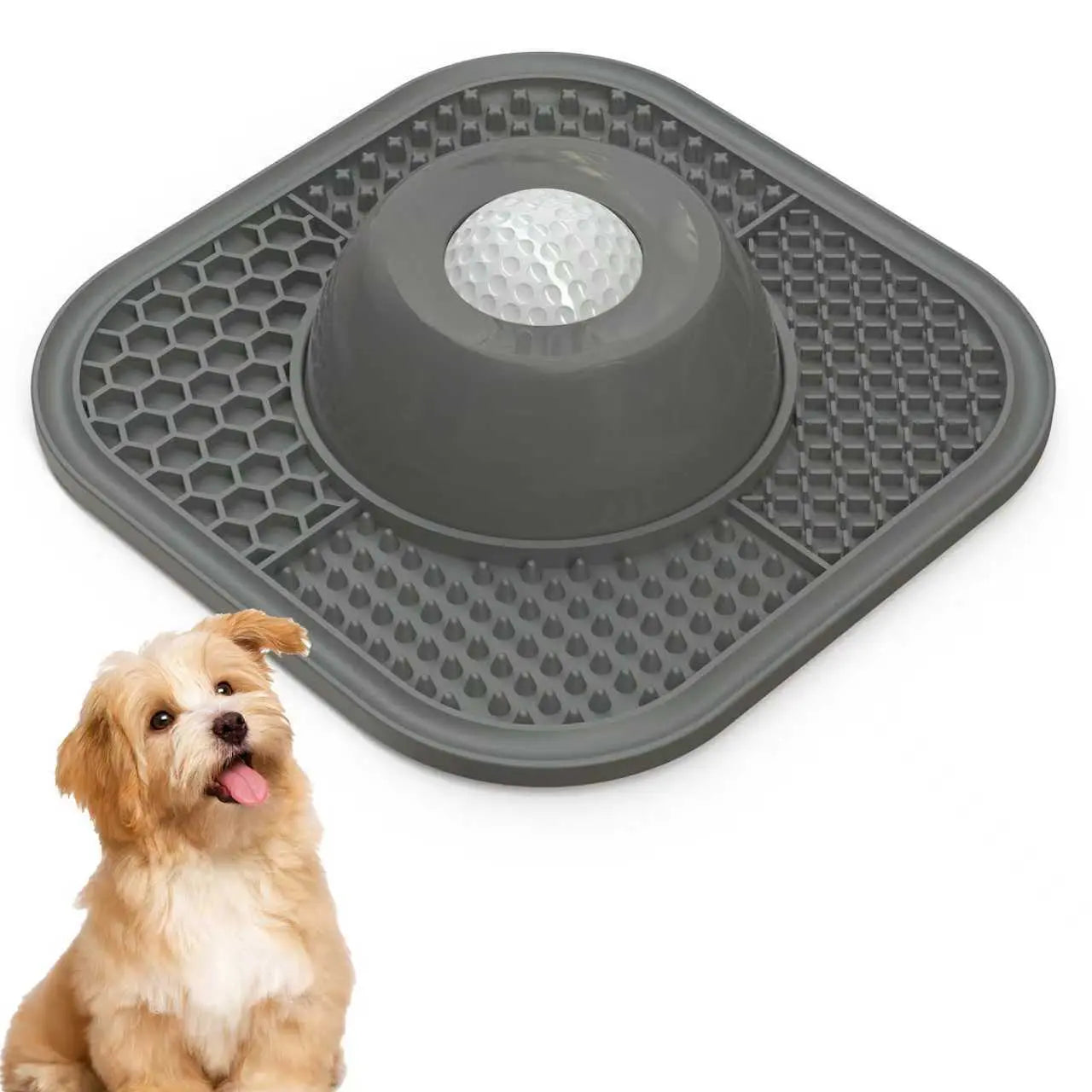 PLOSIF Slow Feeder Dog Bowl for Liquid Treats, Anti-Slip Design with Entertained Ball-In Feature, Bone Broth Lick Bowl, 3/4 Cup Capacity for Yogurt, Ideal for Large, Medium, and Small Breeds, Dietary Supplement and Post-Operative Nutrition