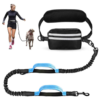 Pipidodo Hands-Free Dog Leash with Waist Bag and Cushioned Pad – Ideal for Running, Walking, and Active Lifestyles, Featuring Shock Absorption for One or Two Dogs