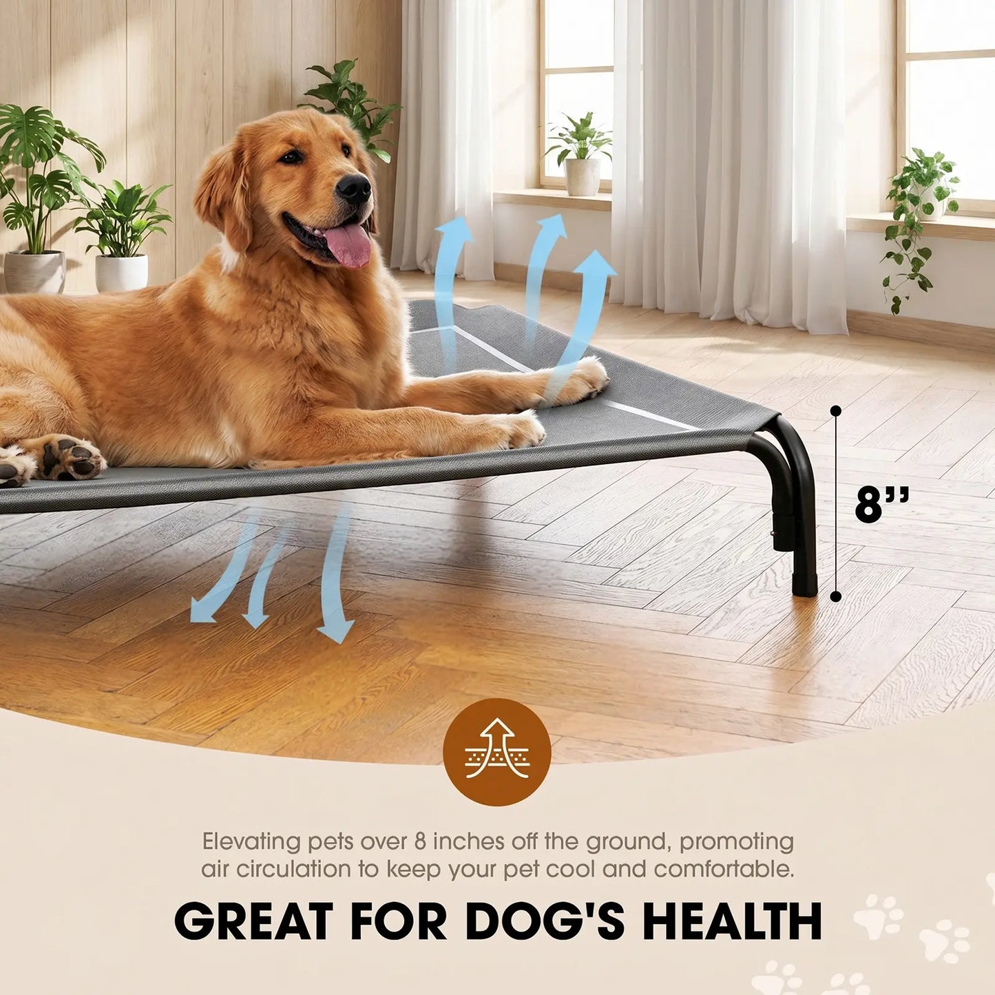 VALUXE Elevated Dog Bed for Large Dogs - Cooling Pet Cot with Breathable Mesh and Durable Frame, Easy to Clean Raised Pet Mat for Indoor and Outdoor Use