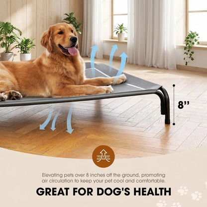 VALUXE Elevated Dog Bed for Large Dogs - Cooling Pet Cot with Breathable Mesh and Durable Frame, Easy to Clean Raised Pet Mat for Indoor and Outdoor Use