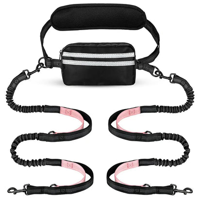 Pipidodo Hands-Free Dog Leash with Waist Bag and Cushioned Pad – Ideal for Running, Walking, and Active Lifestyles, Featuring Shock Absorption for One or Two Dogs