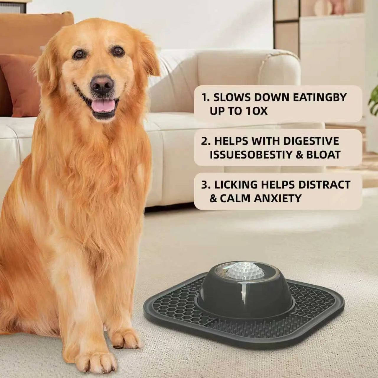 PLOSIF Slow Feeder Dog Bowl for Liquid Treats, Anti-Slip Design with Entertained Ball-In Feature, Bone Broth Lick Bowl, 3/4 Cup Capacity for Yogurt, Ideal for Large, Medium, and Small Breeds, Dietary Supplement and Post-Operative Nutrition