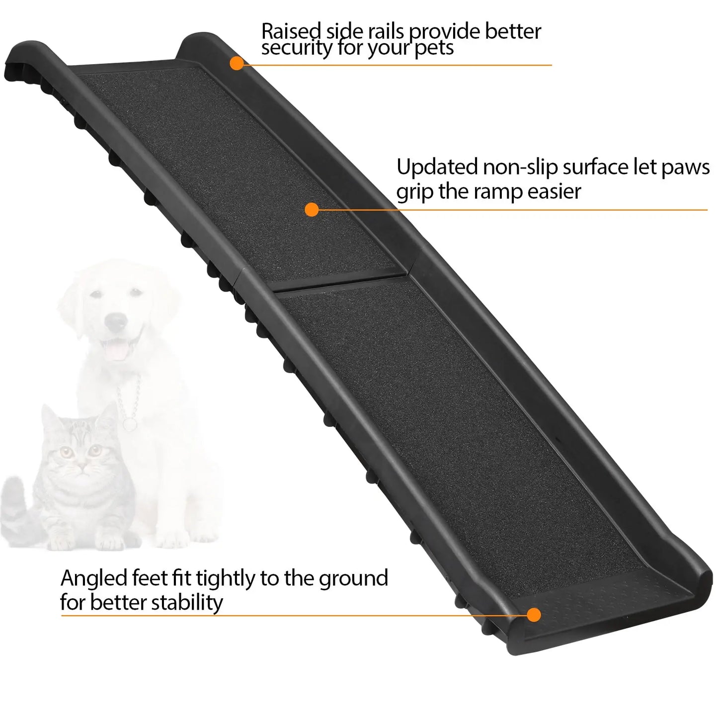 NOVA 62-In Foldable Non-Slip Dog Ramp, 150LBS Capacity for Puppies & Trucks, Easy Access, Safe Loading, Easy Storage, Black