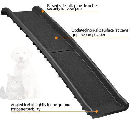 NOVA 62-In Foldable Non-Slip Dog Ramp, 150LBS Capacity for Puppies & Trucks, Easy Access, Safe Loading, Easy Storage, Black