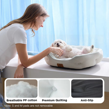 Bedsure Cooling Dog Beds for Small Dogs – Q-MAX>0.4 Round Cat Beds for Indoor Use, Washable Pet Bed for Puppies and Kittens with Slip-Resistant Bottom