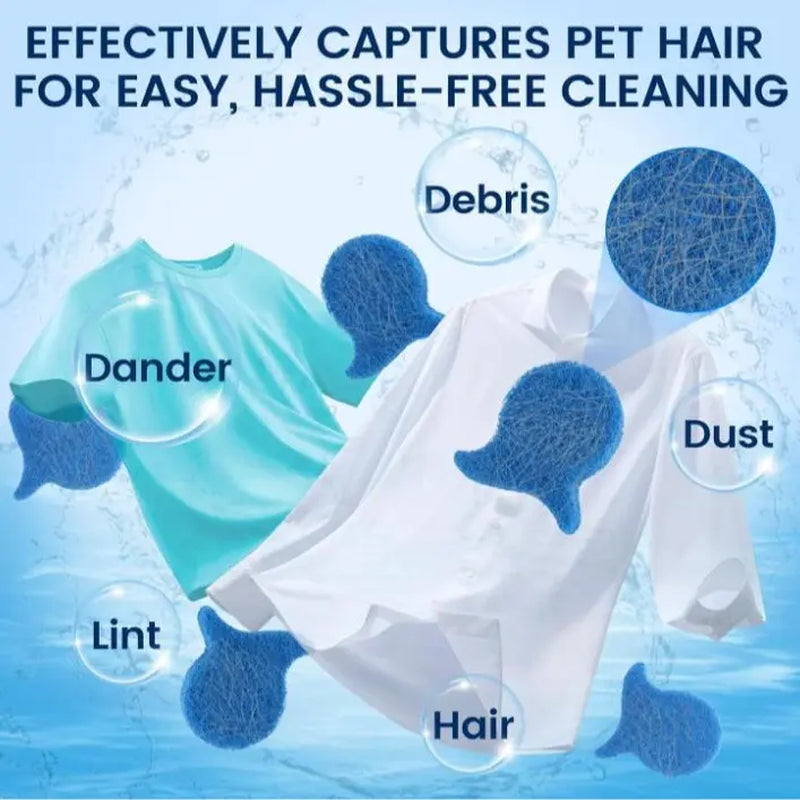 6-Pack Reusable Pet Hair Remover Laundry Balls, Eco-Friendly Fur and Lint Catchers for Washer and Dryer, Washable Household Cleaning Essential