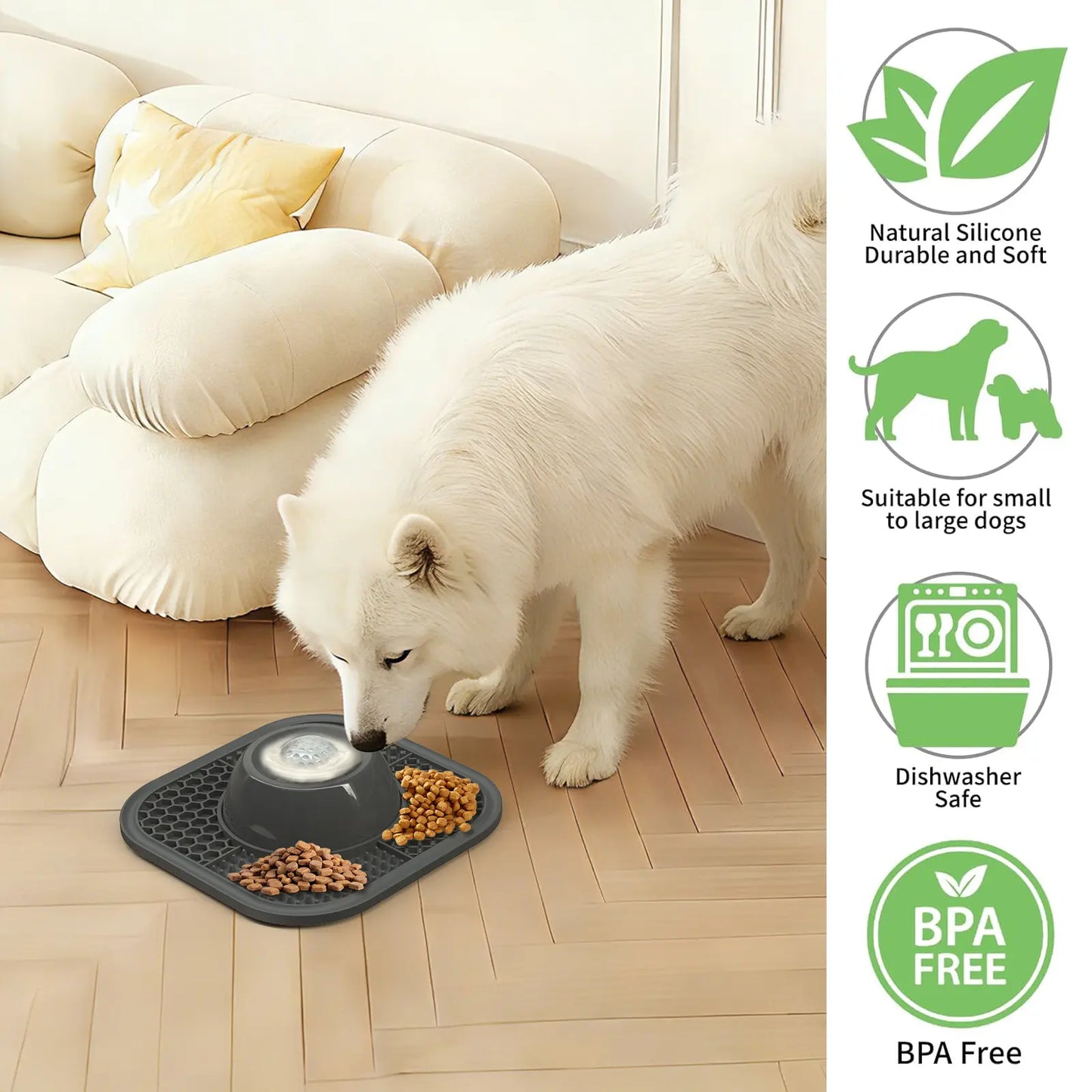 PLOSIF Slow Feeder Dog Bowl for Liquid Treats, Anti-Slip Design with Entertained Ball-In Feature, Bone Broth Lick Bowl, 3/4 Cup Capacity for Yogurt, Ideal for Large, Medium, and Small Breeds, Dietary Supplement and Post-Operative Nutrition
