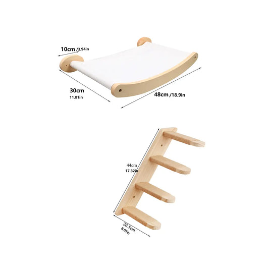 3-Piece Wall-Mounted Cat Climbing Set Cat Tree &Cat Hammock &Cat Ladder Cat Wall Mounted Furniture for Sleeping Playing Rest Kitten Home