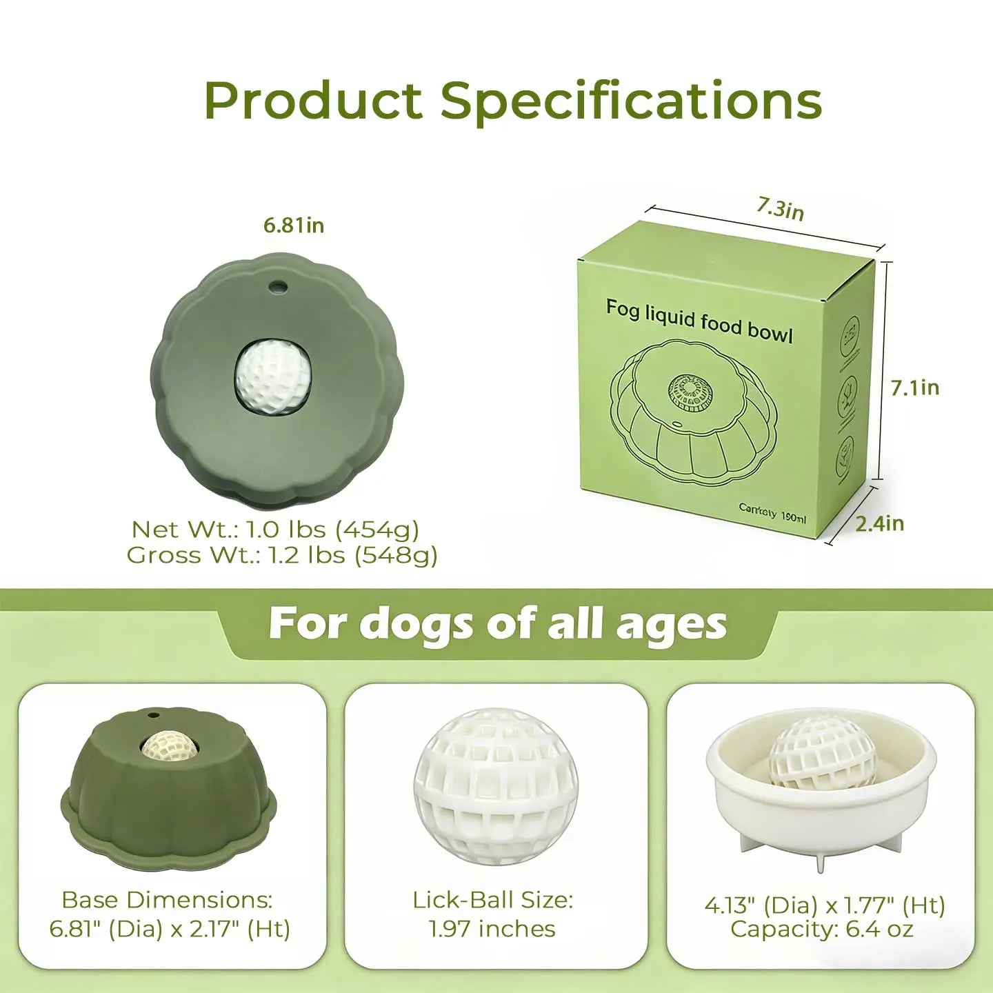 BOMUU Liquid Slow Feeder Dog Bowl with 360° Rotating Ball for Bone Broth and Yogurt, Engineered to Promote Slower Eating and Enhance Digestion, Compatible with All Dog Breeds