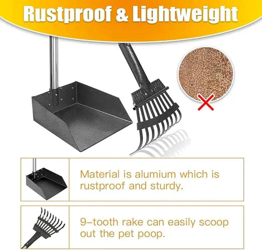 Dog Pooper Scooper Set with Extra Large 9"X9.5" Tray & 38" Adjustable Handle for Large Dogs, Rust-Proof Metal & Aluminum Pet Waste Removal Tool Tiktokshopspringglowup