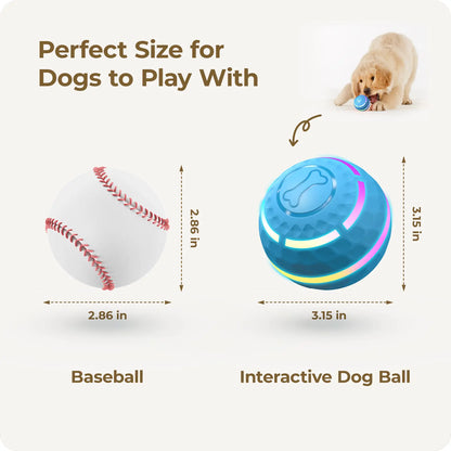 Apasiri Vibrating Dog Ball Toy - Automatic Moving Ball for Small, Medium, and Large Dogs, USB Rechargeable, Suitable for Cats and Dogs (Sizes: 3.15 inches for Medium Dogs / 3.74 inches for Large Dogs)